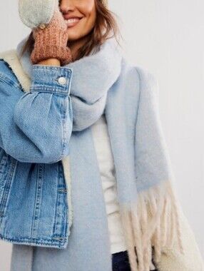 Free People Winter Chill Blanket Scarf/Blue